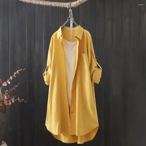 Женские блузки женская рубашка модная патч карман в среднем солидном сплошном цвете длинного цвета для покупок