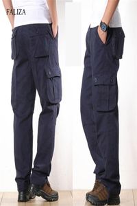 Faliza Men039s Spodnie towarowe Multi Pockets Style Wojskowe spodnie taktyczne bawełniane men039s proste swobodne spodnie dla M5569671