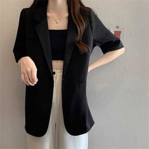 Women's Suits Blazers Loose single button womens jacket Coats Korean fashion womens thin jacket Womens summer casual solid short sleeved foundationL2405