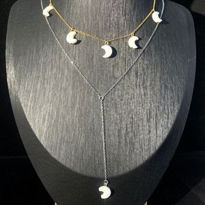 Högkvalitet 925 Sterling Silver Moon -formad charm lång lariat halsband 2024 sommar ny anlända mode kvinnor lyxsmycken