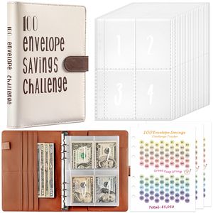 Designer-Brieftaschenkartenhalter, 100 Umschläge Geldsparen-Herausforderungsbuch, Geldspaving Binder 100 Tasche Vornummeriert