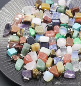 Oregelbunden natursten hänge halsband Gemstone agat Crystal Quartz turkois Malachite Jade Amethyst Pendants med läder CH5043199