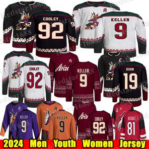 #92 Logan Cooley Arizona Jersey de hóquei #9 Clayton Keller Shane Doan Nick Schmaltz Phil Kessel Barrett Hayton Sean Durzi Matias Maccelli Lawson Crouse Coyotes Jerseys