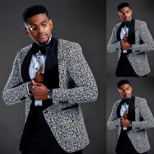 Men's Suits Blazers Luxury mens custom 2-piece jacquard jacket pants with one button wide velvet lapel plus size tailcoat Q240507