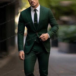 Abiti da uomo blazers scuro giardino da uomo abito business spot coace danza da ballo da ballo formale a 2 pezzi e pantaloni set Q240507