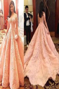 Kraliyet allık pembe dantel balo elbiseleri resmi gece elbise taban uzunluğu kısa kollu balo elbiseleri vestidos de fiesta ba62559896053