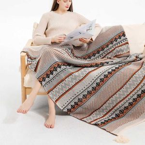 Blankets Textile City Bohemia Rhombic Floral Knitted Throw Blankets Home Decor Sofa Cover Bay Window Blanket Wave Winter Thicken Shawl