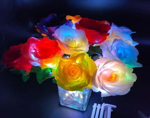 LED Rose Blume Valentinstag Geschenke Luminöser Kunststoffkünstigblüten Valentinstag Chrismas Party Dekoration Blumen XD241985621672