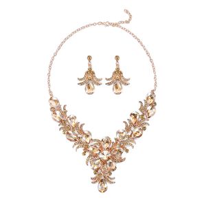 ヨーロッパとアメリカの高コストパフォーマンスレトロスタイルのネックレスとイヤリング女性の宮廷気質カラフルな花の宝石のためのイヤリングセット