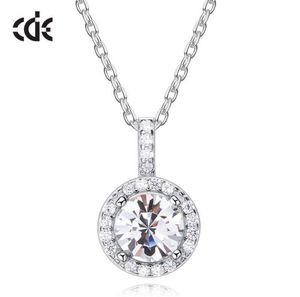 Sidel Round Pendant 925 Sterling Silver Necklace with rovski Crystal Clavicle Chain for Women9412535