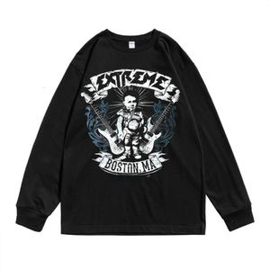 アメリカンヘビーメタルロックエクストリームバンドアルバムプリント長袖TシャツルーズピュアコットンユニセックスY2K 686