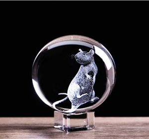 3D Laser gravado zodíaco rato zodíaco bola de cristal artes de arte colecionável estatuetas feng shui decoração de casas de vidro bolinhos de vidro ornamentos y205804715