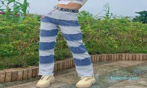 Y2k Egirl Patching Sew Stitch Jeans для женщин хип -хоп -талия джинсовая ткань свободная длинные брюки мода шикарная одежда Streetwear5162497