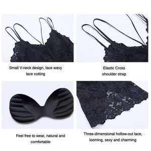 Serbatoi da donna Plus Butterfly Lace Women Remoidery Bralettes Cross Cross Bow Wireless Wireless Giuli Sexy Lingerie Ringi