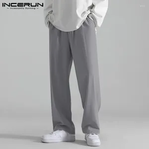 Pantaloni da uomo incerun casual colore solido jogger sciolte in vita elastico pantaloni dritti uomini streetwear harajuku 2024 lungo