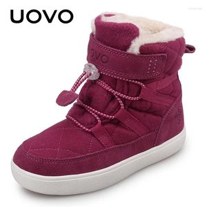 Сапоги 2024 Uovo rovrival Kids Snow Winter Fashion Children Children Girls Shoes с плюшевой подкладкой #30-37