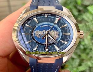 Topversion VSF 43mm Aqua Terra 22012432203001 World Time Blue Ocean Dial 8939自動機械メンズウォッチスチールケースSPO4294606