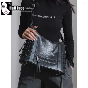 Сумки для плеча Y2K Girl Harajuku Готическая сумочка с высокой улицей бабочка панк один винтажный моторный женский емкость.