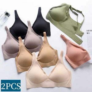 Bras 2 pieces/batch seamless bras womens lingerie sexy silk free bras soft and intimate womens push up underwear and pajamasL2405