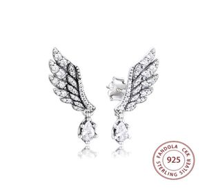 100 925 Sterling Silver Earring Dangling Angel Wing Stud Earrings for Women Fashion Jewelry Pendientes Brincos CX2007067553134