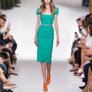 Party Dresses Women's Solid Square Collar Dress Elegant Sexy Sheath Green 06025 2024