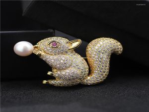 Brooches Freshwater Pearl Brooch Squirrel Pins For Women Fashion Scarf Clip Animal Jewelry Broach Bouquet Christmas Gift4046859