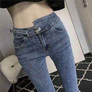 Women's Jeans Fashion Skinny For Women Retro Stretch Washed High Waist Elastic Pencil Slim Denim Pants 2024 Blue Color Jean Pant A308