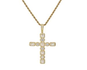 Wholesquare Zircon Cross Pendant Hiphop Rap DJ Singer Accessories Hip Hop Necklace7404656