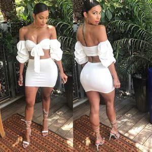 Tvådelad klänning 2019 Summer Womens Clothing Sexy Tube Top Tight Fit Warm Belt Two Piece Dress Y240508