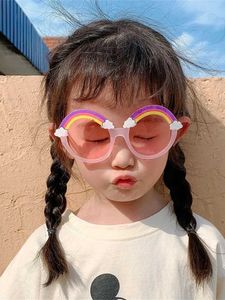 Sonnenbrille ldren runde Sonnenbrille Regenbogenform Kinder Brillen Trendy Girls Cartoon Brille Schatten Anti-Blend-Jungen Cartoon Sonnenbrille H240508