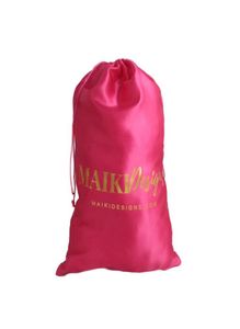 Present Wrap Custom Logo Printing Luxury Human Hair Wig Satin Packaging Bag förlänga storlek 28x40cmgift5657153