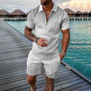 Junto de corrida para homens camisa e shorts casuais de manga curta de duas peças de traje zíper de traje x traje masculino