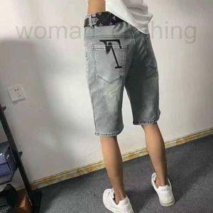 Men's Jeans Designer 2024 Summer New denim shorts, popular on the men's internet same slim fit casual versatile student straight leg capris TURN