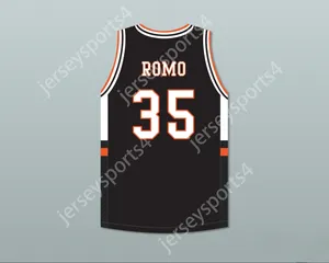 Alfândega de jovens/crianças personalizadas Tony Romo 35 Burlington High School Black Basketball Jersey com Patch Top Stitched S-6xl