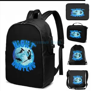 Backpack Funny Graphic Print Designs Spearfishing (2) USB Charge Men Bags Escola Laptop de Viagem para Viagem