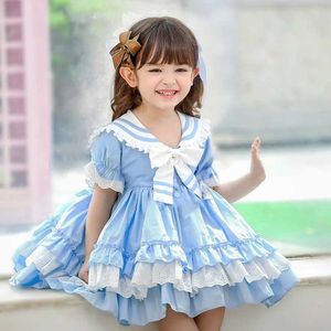 Abiti di battesimo bambino in costume spagnolo per bambini Principessa Lolita Dress Girls Girls Birthday Baptist Party Vintage Vista Q240507