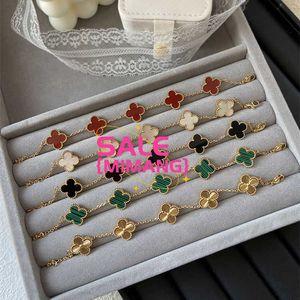 Classic Van Jewelry Accessories Four Leaf Grass Net Red Plated 18k Gold Double sided OL Fritillaria Lucky Bracelet DGN9