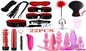 Jogos adultos Sextóias para casais BDSM Bondage Silicone Butt Plugs Dildo Massagre Vibrator Kit Set Y2011184365327