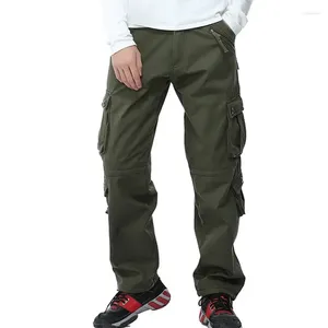 Calça masculina lã de inverno Tactical tático cargo arrasto de cargo longa calças homens zíper bolso de bolso espessado plus tamanho 40