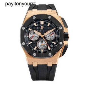 Audemar Pigue Watch Royal Oak Apf Factory Offshore 43mm Rose Gold Black Bar Mark Dial