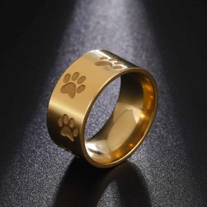 Alyans Skyrim Hayvan Pet Ps Ring Erkekler Kadın Paslanmaz Çelik Köpek Kedi Ayı Ayak İzi Aşıklar Bant Yüzük Takılar Sevgililer Hediyesi Yeni