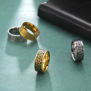 Anéis de casamento Skyrim Triquetra anel para homens Mulheres vintage Aço inoxidável amuleto Celtics Knot Casal Punk Rings Rings Jóias Presente de joias