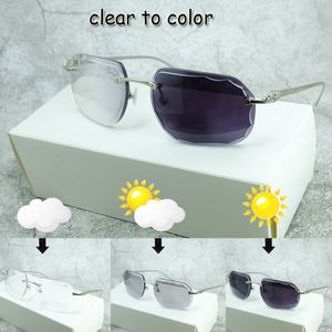 Color Change Sunglasse Carter Stylish Photochromic 4 Season Sun Glasses Two Colors Lenses Shades Eyewear Diamond Cut Sunglass 2 Color G 1919