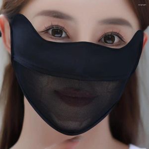 Halsdukar UV-skydd Silk Face Scarf Elastic Solid Color Mesh Sunscreen Veil Mask Anti-UV Cover vandring