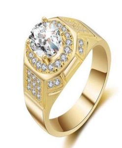 New Man 18K Gold Plated Ring Top Quality Crystal Classical Cubic Wedding Rings For Women 2ct White Zirconia ring Dropshippin7513687