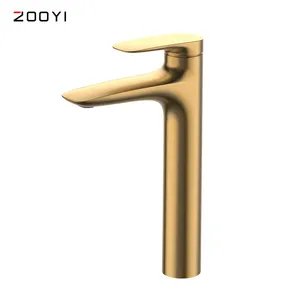 Torneiras de pia do banheiro Zooyi 2024 Produtos Modernos Torneira alta Vaidade de maçaneta única Bacia de ouro escovado