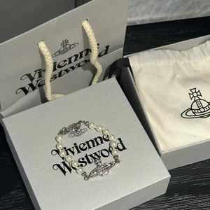 Designer Westwood Classic 3D Saturn Pearl Bracelet with Small Unique Design Versatile Light Luxury