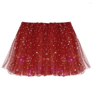 Saias Mulheres Meninas Tutu com Neon LED Light Gllow Princess Ballet Stage Dress Vestido curto para crianças Fairy Miniskirt Birthday Gifts