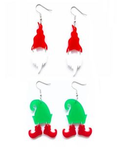 Pangola il lampadario carino gioiello per le vacanze di Natale Cappello verde con stivali rossi e orecchini acrilici della testa della clausola di Babbo Natale per donne1660690