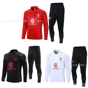 2324 football jersey AC half zip autumn/winter training jersey team jersey football jersey AC adult sports long sleeved set